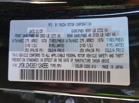 JM3KJDHD8S1124655 2025 MAZDA CX-70 Black Vista interior de 360 grados