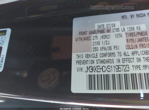 JM3KKEHCXS1195723 2025 MAZDA CX-90 Purple Widok komory silnika