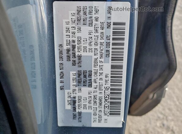 JM3TCBDY2M0527745 2021 MAZDA CX-9 Blue VIN կոդի պիտակի տեսք