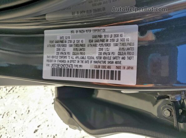 JM3TCBEY2H0131478 2017 MAZDA CX-9 Gray Vista de la etiqueta del VIN
