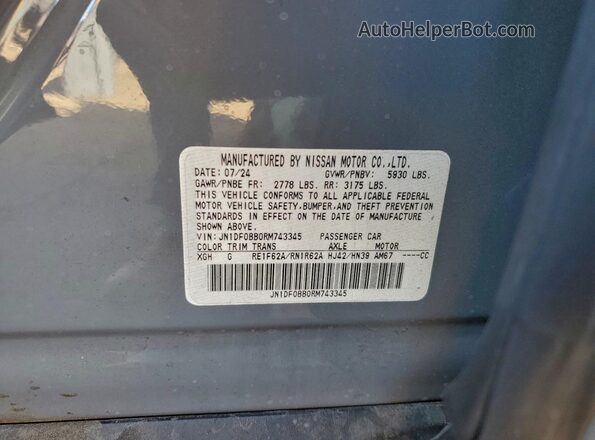 JN1DF0BB0RM743345 2024 NISSAN ARIYA Gray Vista de la etiqueta del VIN