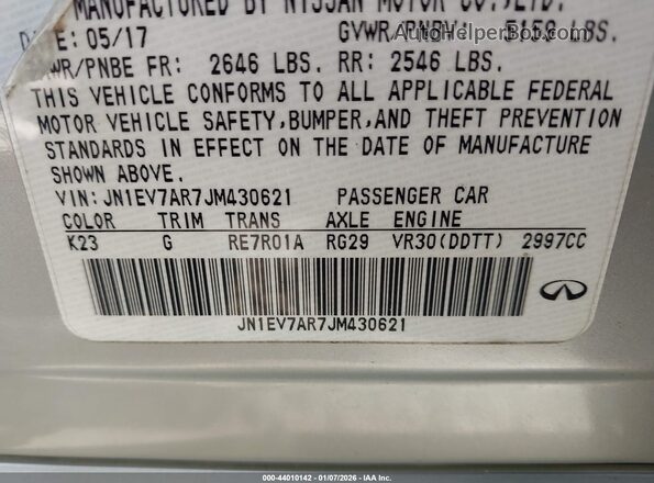JN1EV7AR7JM430621 2018 INFINITI Q50 Серебряный Вид подкапотного пространства