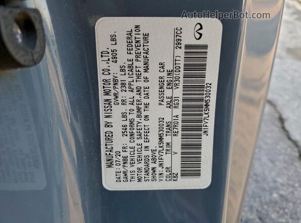 JN1FV7LK5MM530032 2021 INFINITI Q60 Gray Widok komory silnika