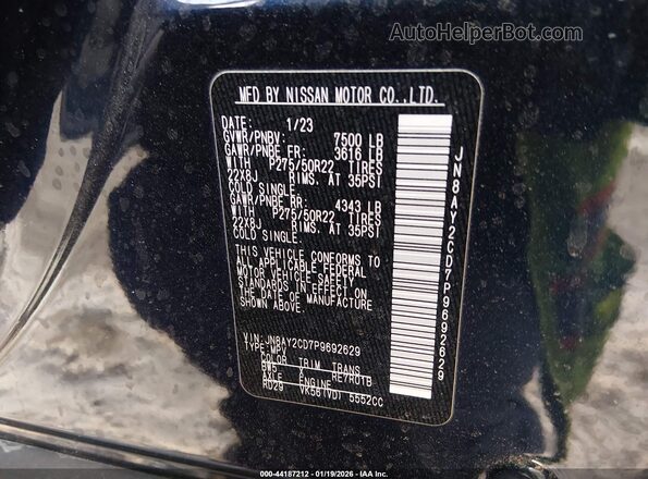 JN8AY2CD7P9692629 2023 NISSAN ARMADA Blue Widok komory silnika