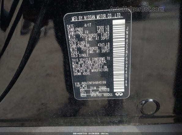 JN8AZ2NF5H9645189 2017 INFINITI QX80 Черный Вид подкапотного пространства