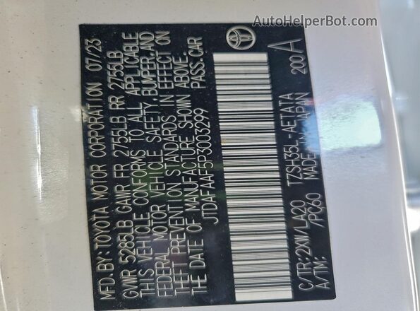 JTDAFAAF5P3003299 2023 TOYOTA CROWN White Widok komory silnika