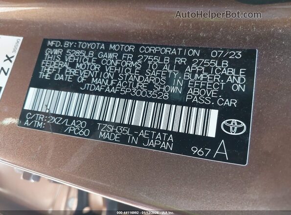 JTDAFAAF5P3003528 2023 TOYOTA CROWN Коричневый Вид подкапотного пространства