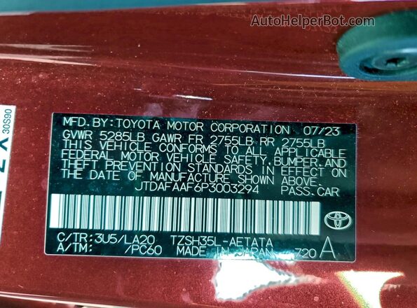 JTDAFAAF6P3003294 2023 TOYOTA CROWN Red Widok komory silnika