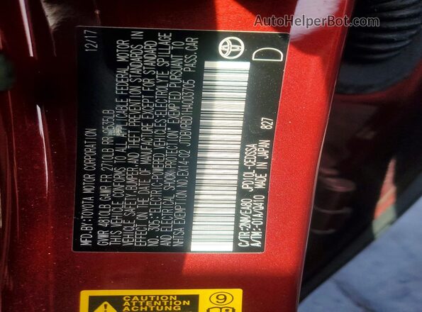 JTDBVRBD1HA003705 2017 TOYOTA MIRAI Red Widok komory silnika