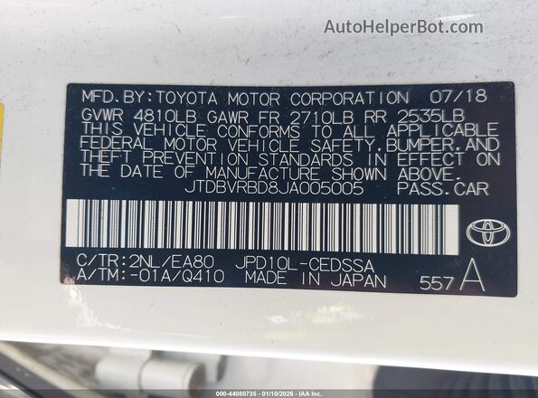JTDBVRBD8JA005005 2018 TOYOTA MIRAI Белый Вид подкапотного пространства