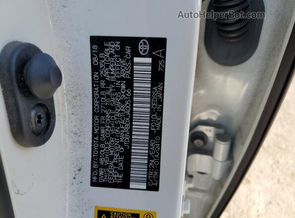 JTDBVRBDXJA005166 2018 TOYOTA MIRAI White Widok komory silnika