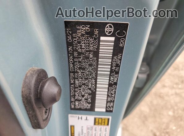 JTDKAMFUXM3150824 2021 TOYOTA PRIUS Бирюзовый Вид подкапотного пространства