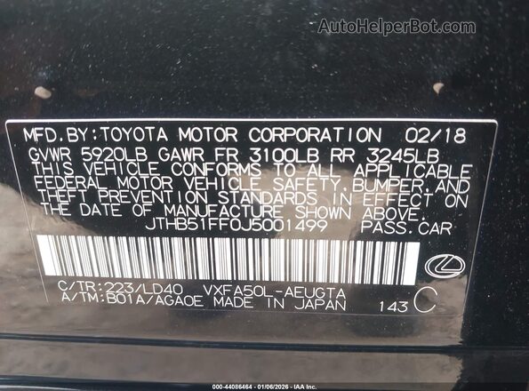 JTHB51FF0J5001499 2018 LEXUS LS 500 Черный Вид подкапотного пространства