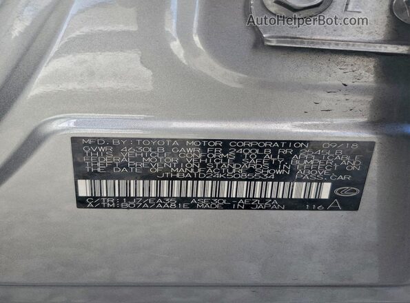 JTHBA1D24K5085534 2019 LEXUS IS Gray Widok komory silnika