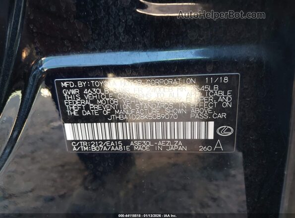 JTHBA1D28K5089070 2019 LEXUS IS 300 Black Vista del compartimento del motor
