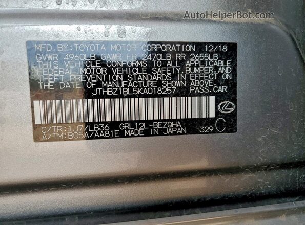 JTHBZ1BL5KA018257 2019 LEXUS GS Silver Շարժիչի բաժամունքի տեսք
