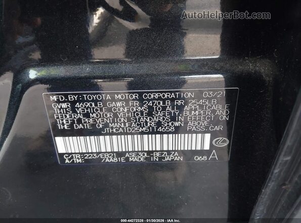 JTHCA1D25M5114658 2021 LEXUS IS 300 Черный Вид подкапотного пространства