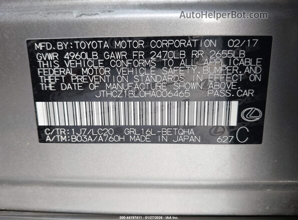 JTHCZ1BL0HA006465 2017 LEXUS GS 350 Золотой Вид подкапотного пространства