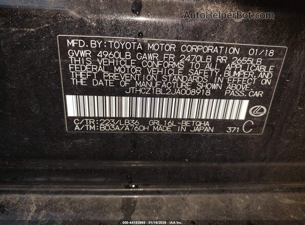 JTHCZ1BL2JA008918 2018 LEXUS GS 350 Черный Вид подкапотного пространства