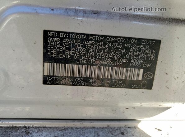 JTHCZ1BL7HA006186 2017 LEXUS GS White Widok komory silnika