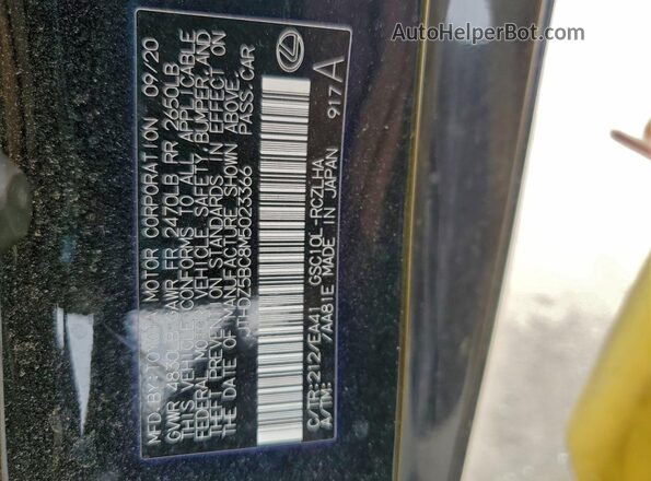 JTHDZ5BC8M5023366 2021 LEXUS RC Черный Вид наклейки с VIN-кодом