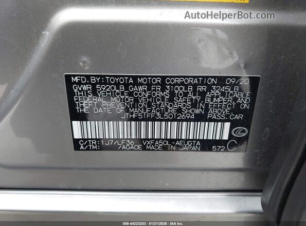 JTHF51FF3L5012694 2020 LEXUS LS 500 Gray Widok komory silnika