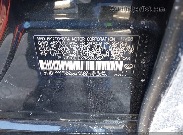 JTHGZ1E27R5033564 2024 LEXUS IS 350 Черный Вид подкапотного пространства