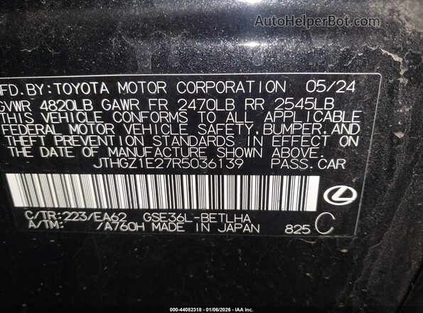 JTHGZ1E27R5036139 2024 LEXUS IS 350 Черный Вид подкапотного пространства
