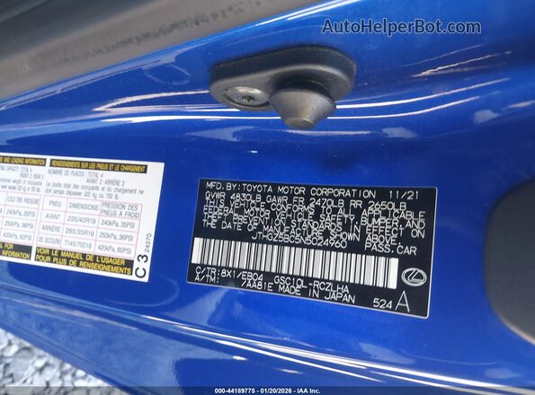 JTHGZ5BC5N5024960 2022 LEXUS RC 350 Blue Widok komory silnika