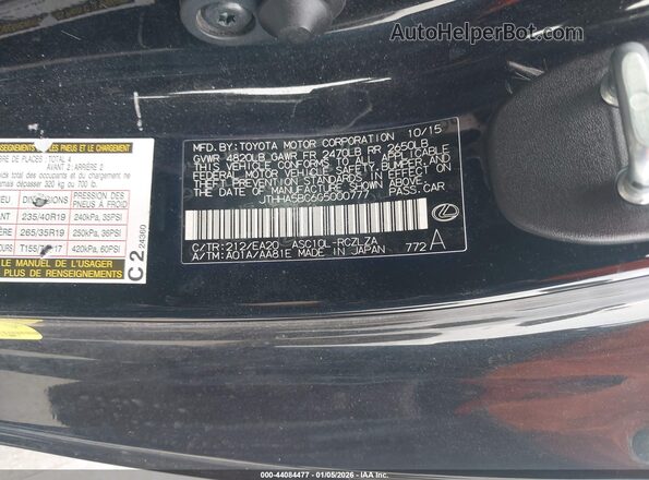 JTHHA5BC6G5000777 2016 LEXUS RC 200T Черный Вид подкапотного пространства
