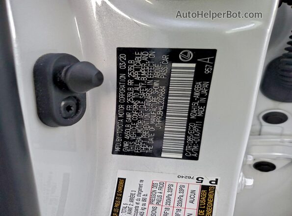 JTHP9JBH6L2029684 2020 LEXUS UX White Вид підкапотного простору