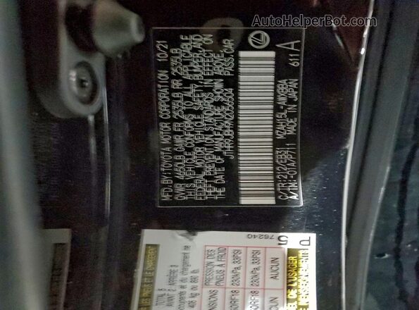 JTHR9JBH9N2056504 2022 LEXUS UX Черный Вид наклейки с VIN-кодом