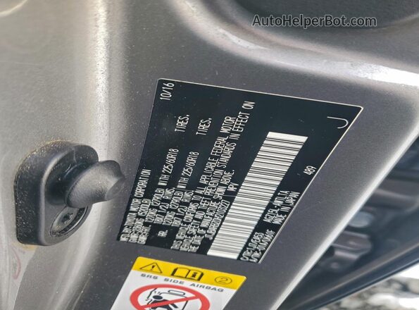 JTJBARBZ0H2103227 2017 LEXUS NX Silver Widok naklejki z numerem VIN