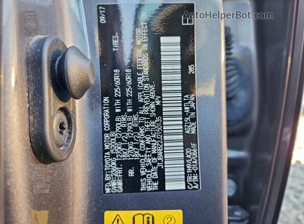 JTJBARBZ2J2150135 2018 LEXUS NX Серый Вид наклейки с VIN-кодом