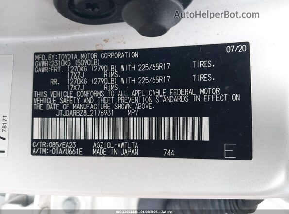 JTJDARBZ8L2176931 2020 LEXUS NX 300 Белый Вид подкапотного пространства
