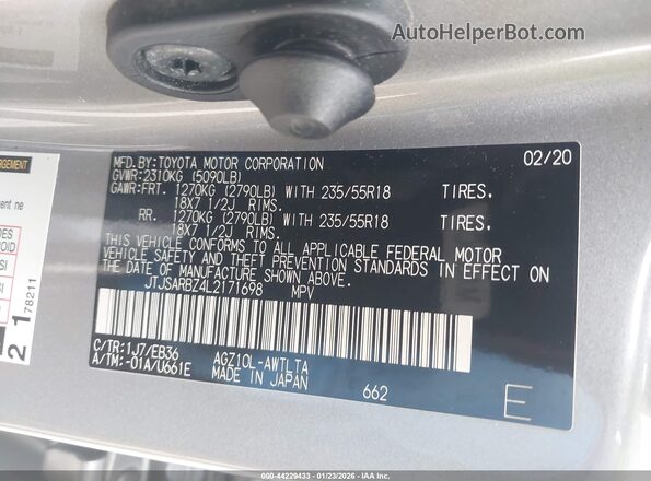 JTJSARBZ4L2171698 2020 LEXUS NX 300 Silver Vista del compartimento del motor