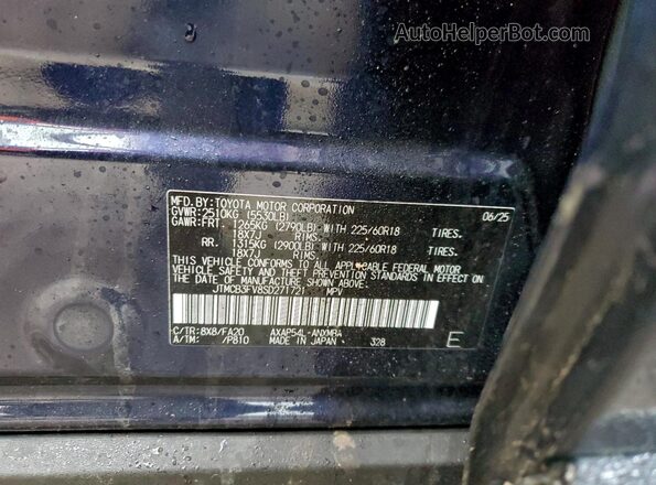 JTMCB3FV8SD271721 2025 TOYOTA RAV4 Синий Панорамный вид салона 360°