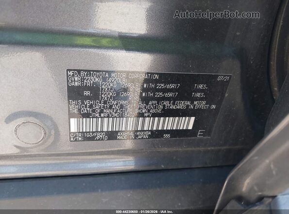 JTMLWRFV3MD118402 2021 TOYOTA LE Gray Vista del compartimento del motor