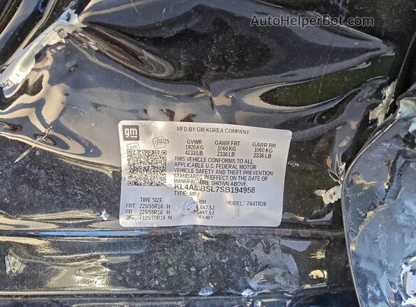 KL4AMBSL7SB194958 2025 BUICK ENCORE Black Widok naklejki z numerem VIN