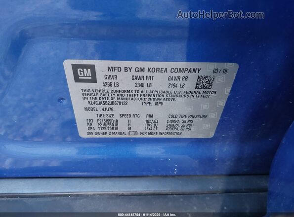 KL4CJASB2JB670132 2018 BUICK ENCORE Синий Вид подкапотного пространства