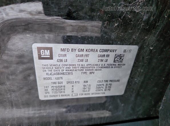 KL4CJASBXHB223915 2017 BUICK ENCORE Black Engine compartment view