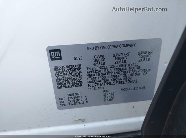 KL79MPSL5SB172671 2025 CHEVROLET TRAILBLAZER Белый Вид подкапотного пространства