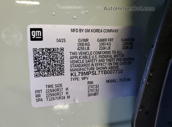 KL79MPSL7TB007710 2026 CHEVROLET TRAILBLAZER Green Vista del compartimento del motor