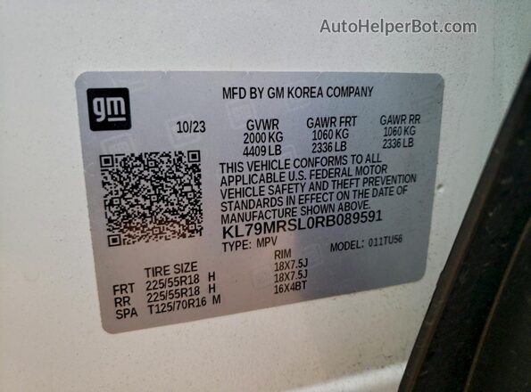 KL79MRSL0RB089591 2024 CHEVROLET TRAILBLAZER Белый Вид наклейки с VIN-кодом