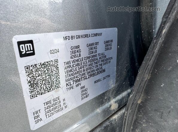 KL79MTSL2RB180696 2024 CHEVROLET TRAILBLAZER Серый Вид задней части салона