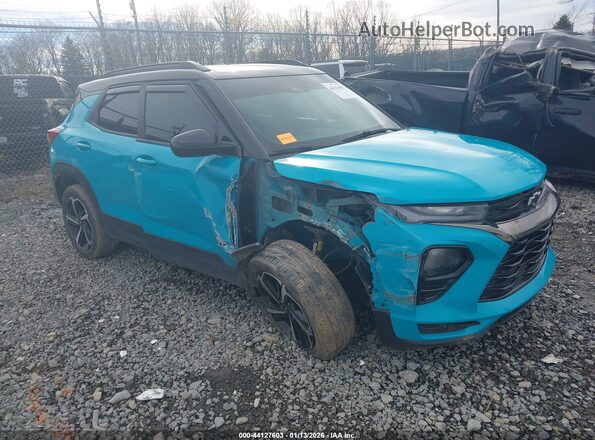 KL79MTSL3NB021163 2022 CHEVROLET TRAILBLAZER Light Blue Передняя правая четверть