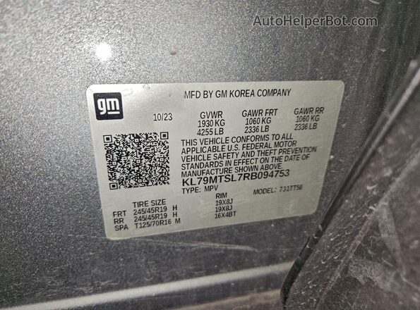 KL79MTSL7RB094753 2024 CHEVROLET TRAILBLAZER Green Вид наклейки з VIN-кодом