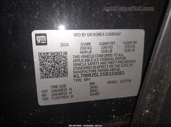 KL79MUSL2SB104083 2025 CHEVROLET TRAILBLAZER Black Widok komory silnika