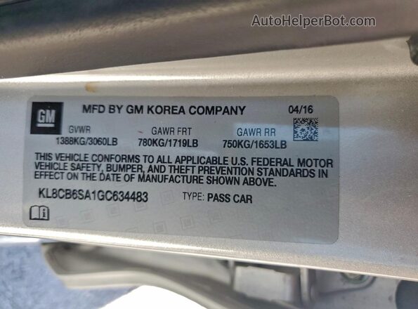KL8CB6SA1GC634483 2016 CHEVROLET SPARK Серебряный Вид подкапотного пространства