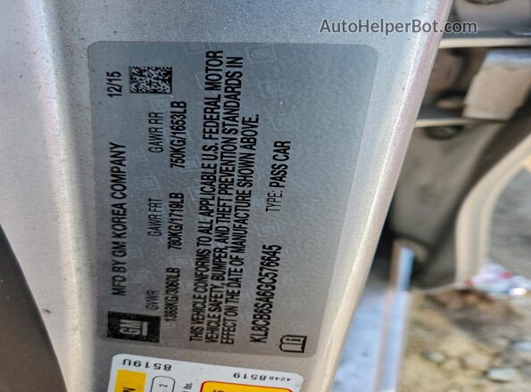 KL8CB6SA6GC576645 2016 CHEVROLET SPARK Silver Widok komory silnika